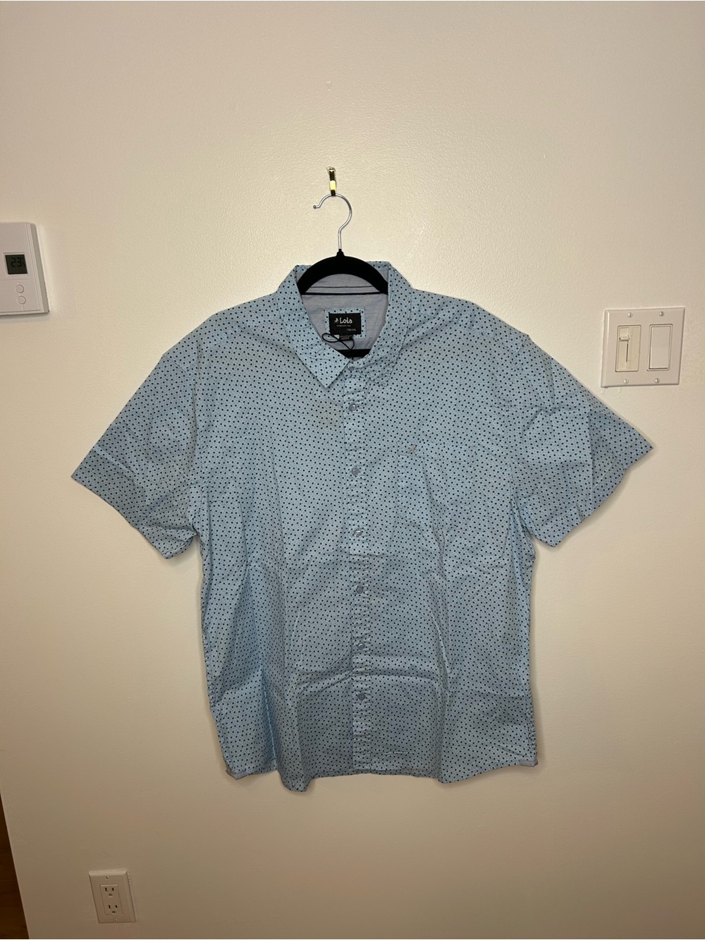 Lois Jeans Light Blue Short-Sleeve Button-Down Shirt with classic collar ❤️XXL